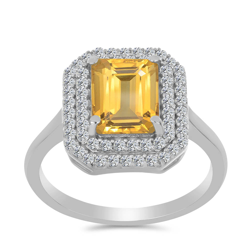 Ezüst Gyűrű Ural Citrinnel és Fehér Topázzal 3 