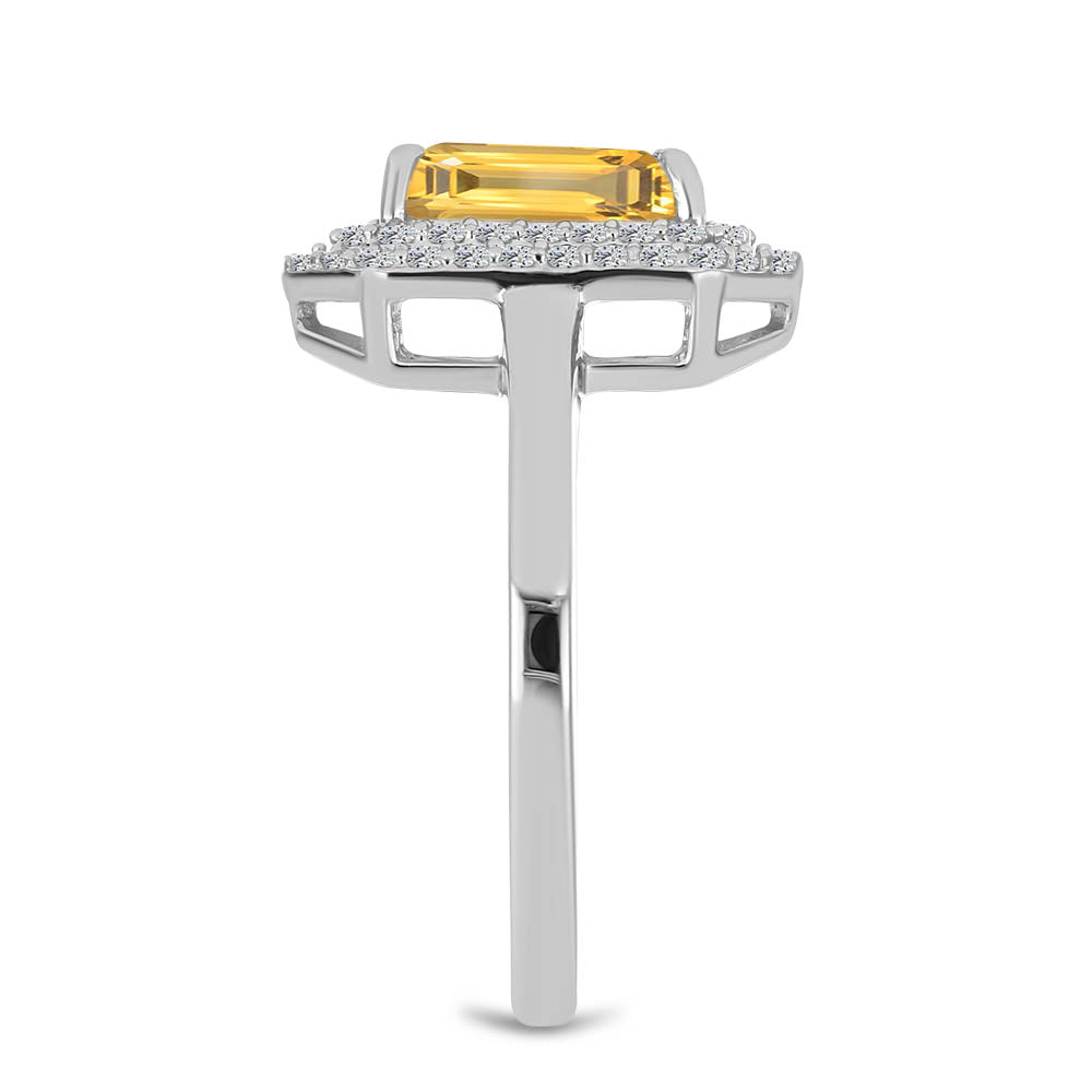 Ezüst Gyűrű Ural Citrinnel és Fehér Topázzal 4 