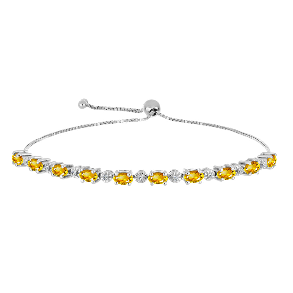 Ezüst Karkötő Ural Citrinnel és Fehér Topázzal 1 