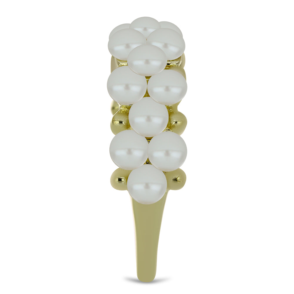 Arannyal Bevont Ezüst Gyűrű Fehér Édesvízi Kagylógyönggyel