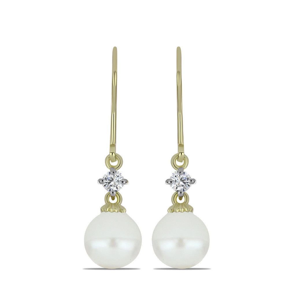 Arannyal Bevont Ezüst Fülbevaló Fehér Édesvízi Kagylógyönggyel és Fehér Topázzal