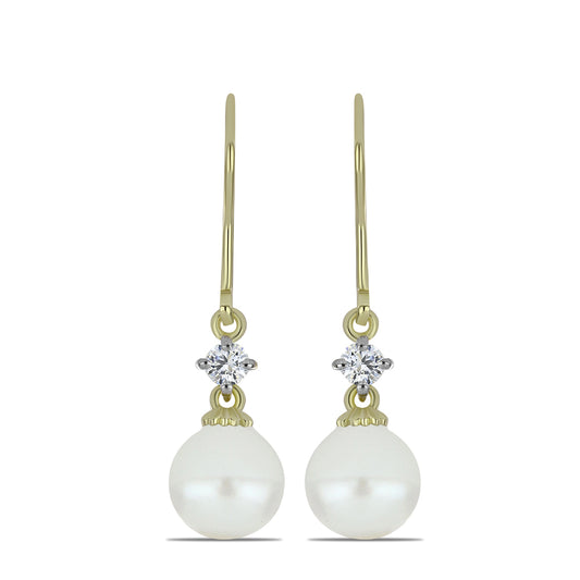 Arannyal Bevont Ezüst Fülbevaló Fehér Édesvízi Kagylógyönggyel és Fehér Topázzal
