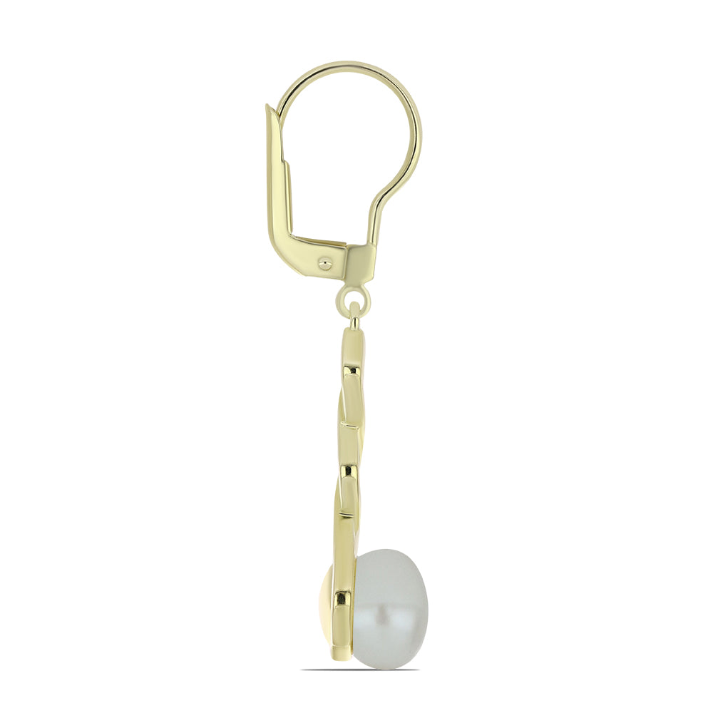 Arannyal Bevont Ezüst Fülbevaló Fehér Édesvízi Kagylógyönggyel 2 