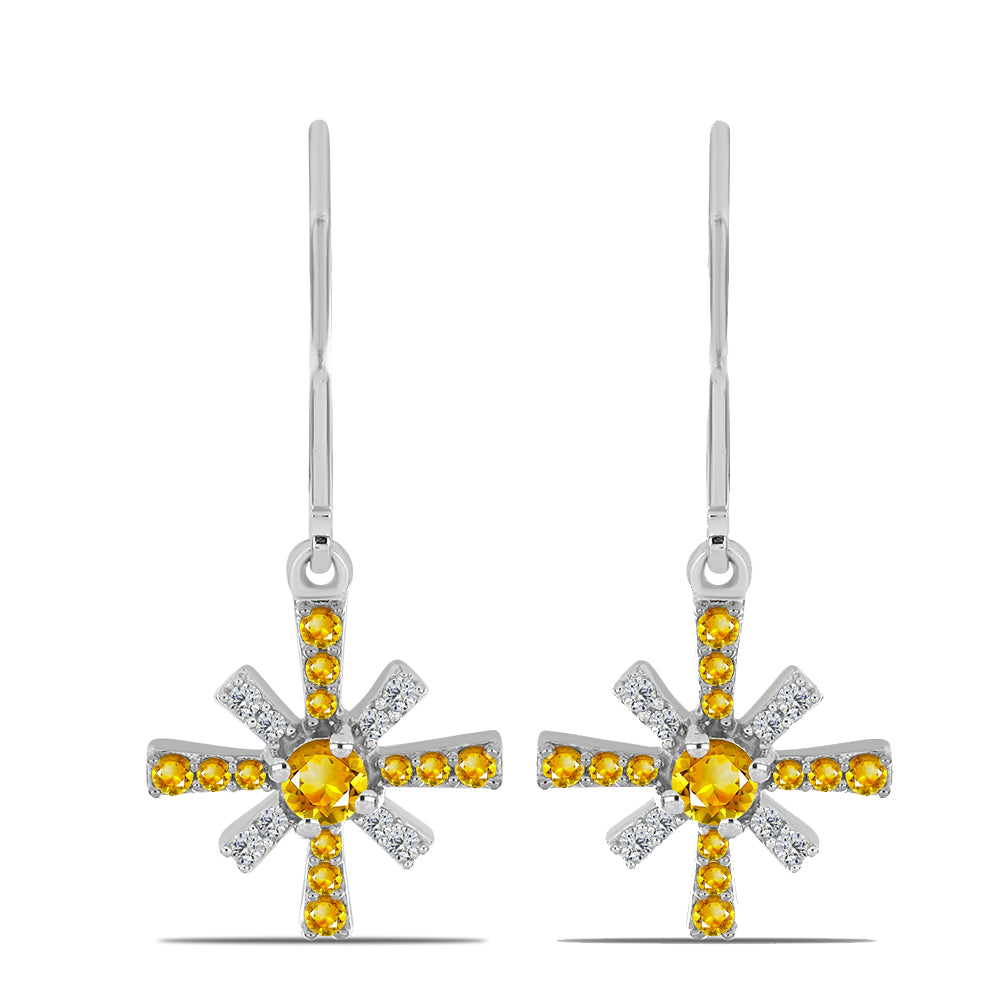 Ezüst Fülbevaló Ural Citrinnel és Fehér Topázzal