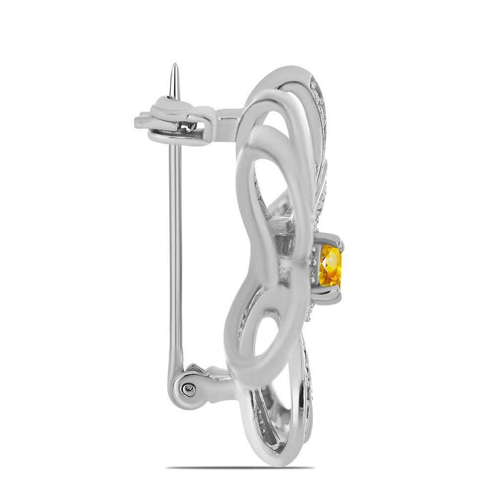 Ezüst Bross Ural Citrinnel és Fehér Topázzal 2 