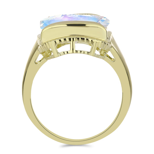 Arannyal Bevont Ezüst Gyűrű Szivárvány Holdkővel