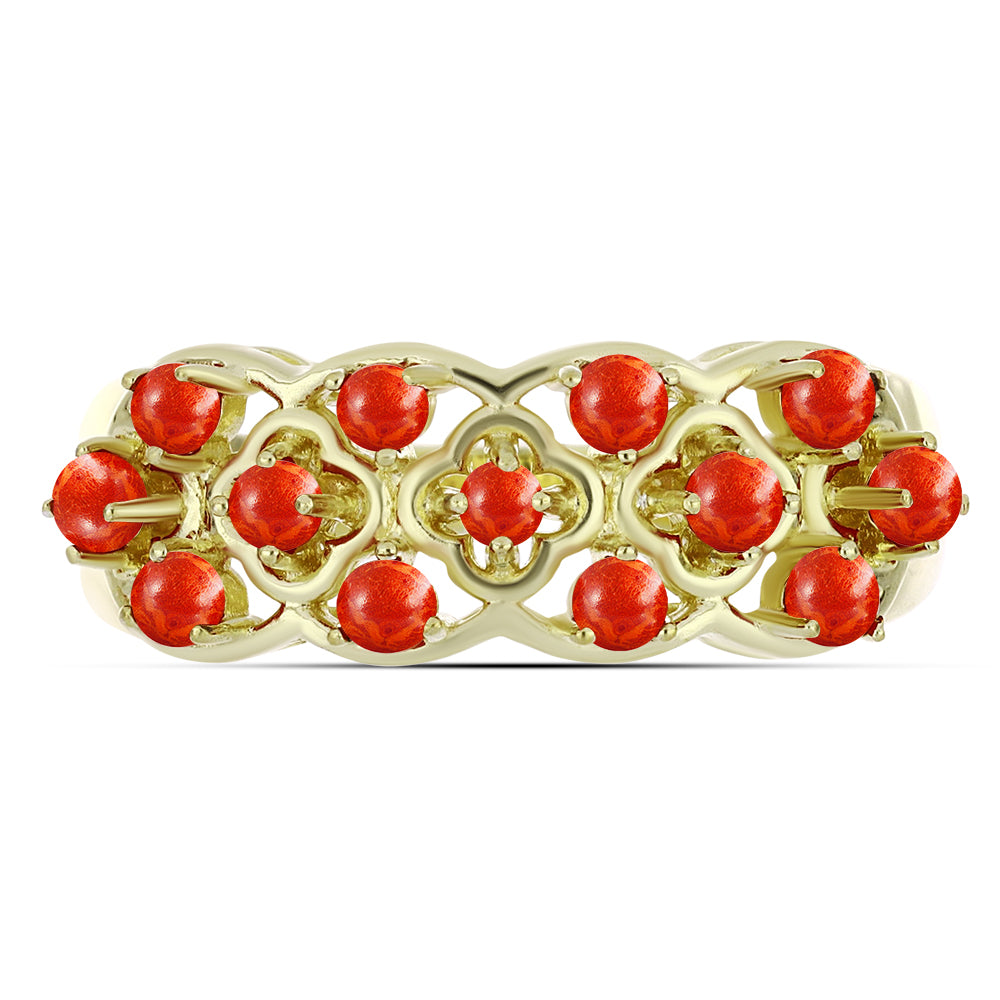 Arannyal Bevont Ezüst Gyűrű Vörös Szivacs Korallal 2 