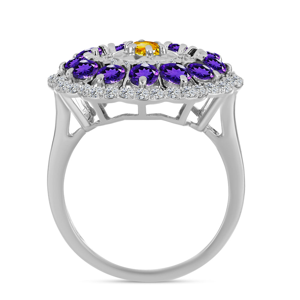 Ezüst Gyűrű Ural Citrinnel és Marokkói Ametiszttel 2 