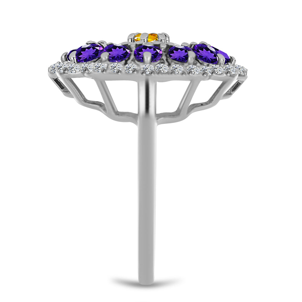 Ezüst Gyűrű Ural Citrinnel és Marokkói Ametiszttel 4 