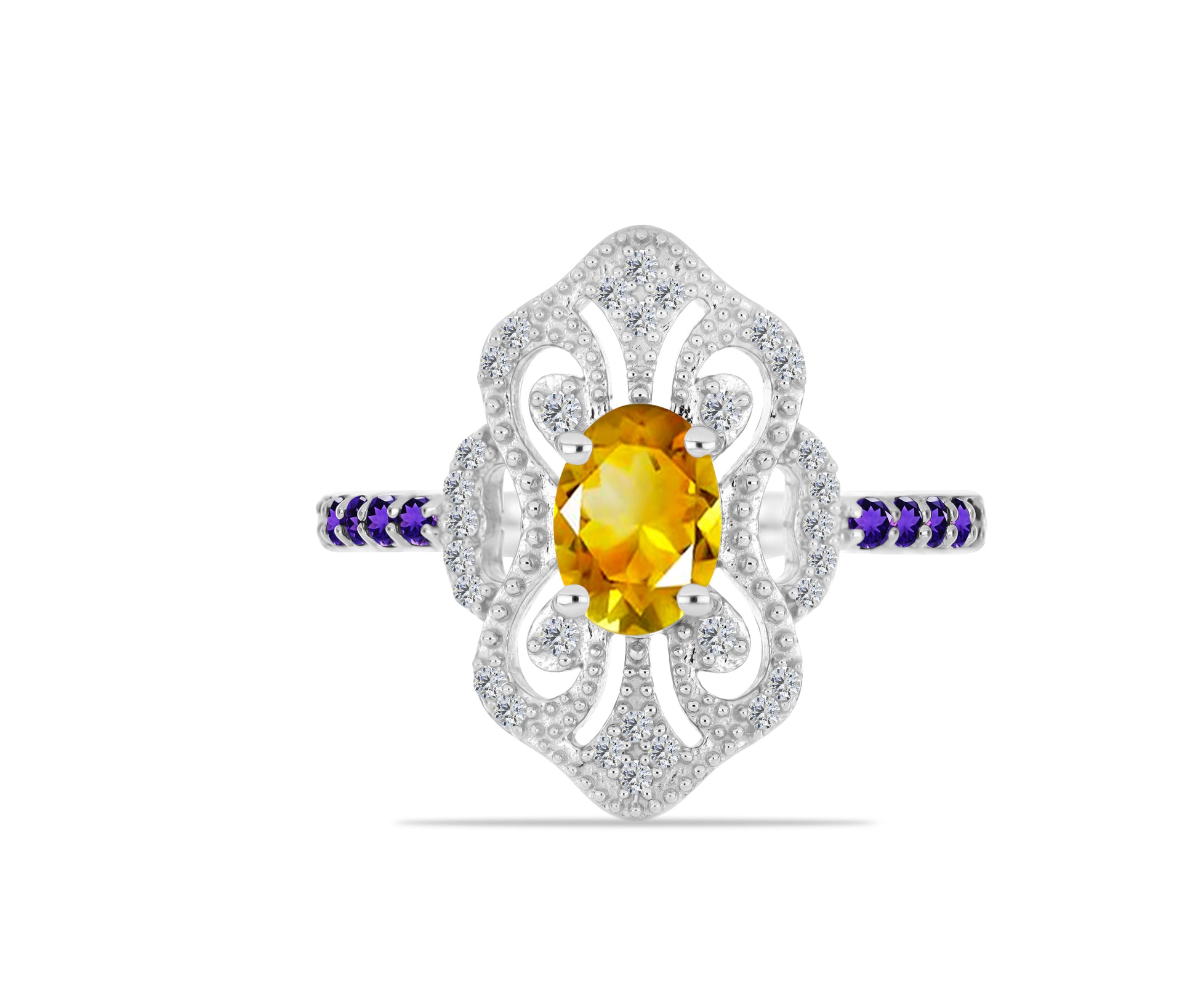 Ezüst Gyűrű Ural Citrinnel és Marokkói Ametiszttel 1 