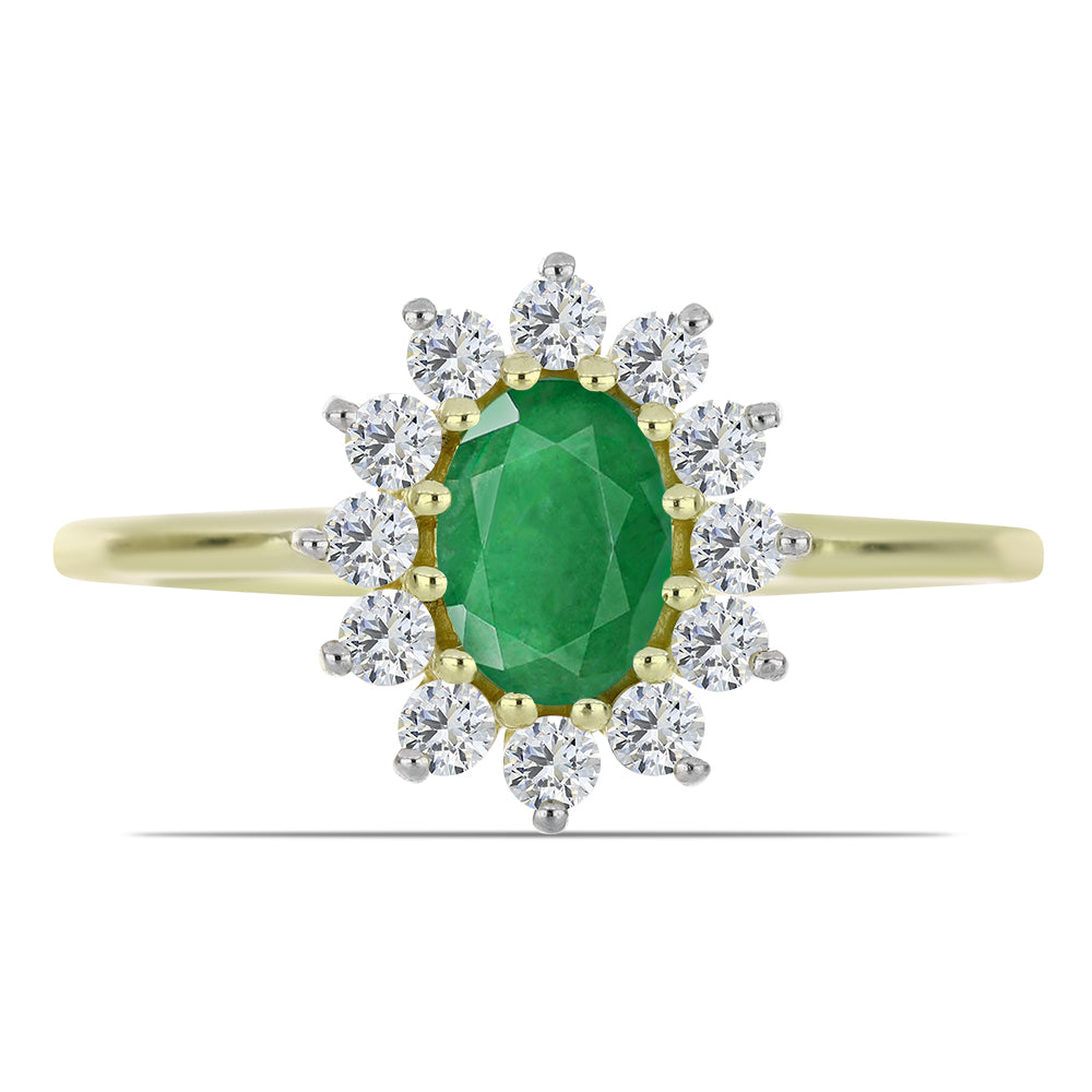 Arannyal Bevont Ezüst Gyűrű Zambiai Smaragddal és Fehér Topázzal 1 