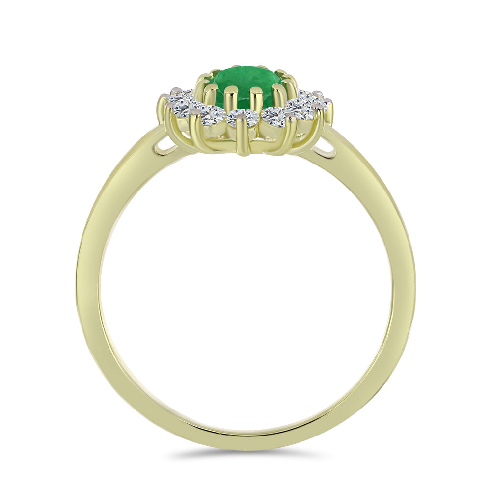 Arannyal Bevont Ezüst Gyűrű Zambiai Smaragddal és Fehér Topázzal 2 