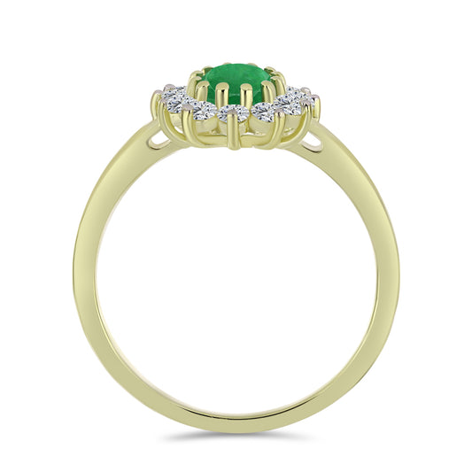 Arannyal Bevont Ezüst Gyűrű Zambiai Smaragddal és Fehér Topázzal