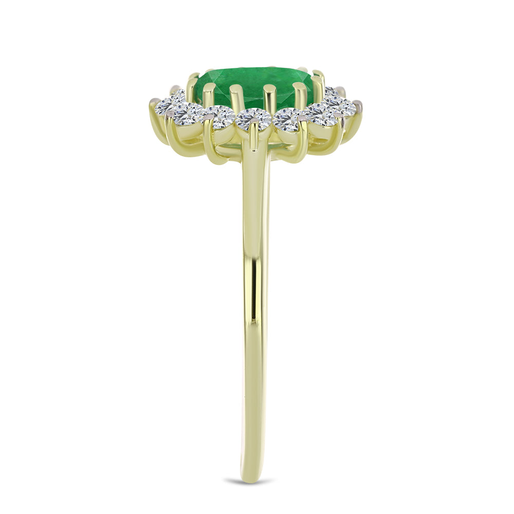 Arannyal Bevont Ezüst Gyűrű Zambiai Smaragddal és Fehér Topázzal