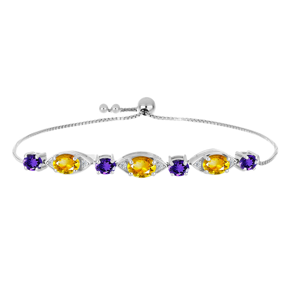 Ezüst Karkötő Ural Citrinnel és Marokkói Ametiszttel 1 