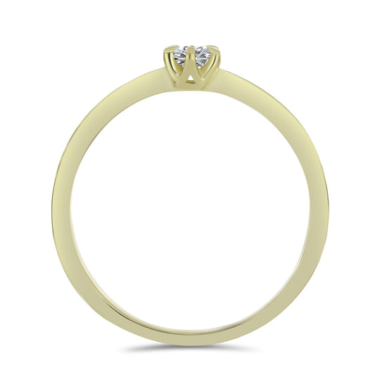 Arannyal Bevont Ezüst Gyűrű Minősített laboratóriumban előállított Gyémánttal