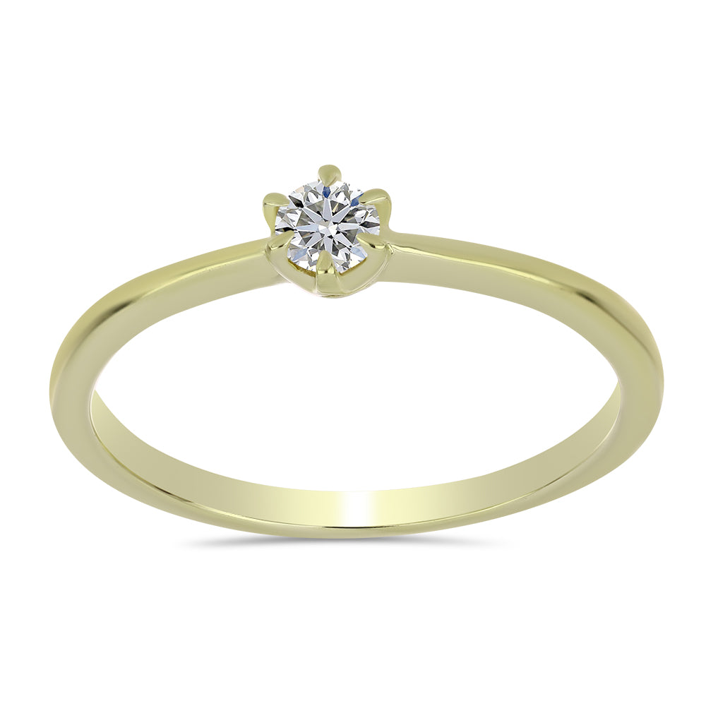 Arannyal Bevont Ezüst Gyűrű Minősített laboratóriumban előállított Gyémánttal