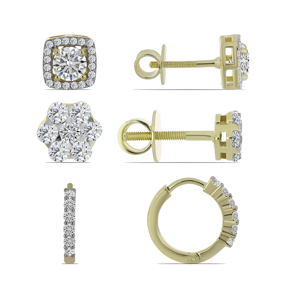 Arannyal Bevont Ezüst Szett Minősített laboratóriumban előállított Gyémánttal ( Fülbevaló ) 1 