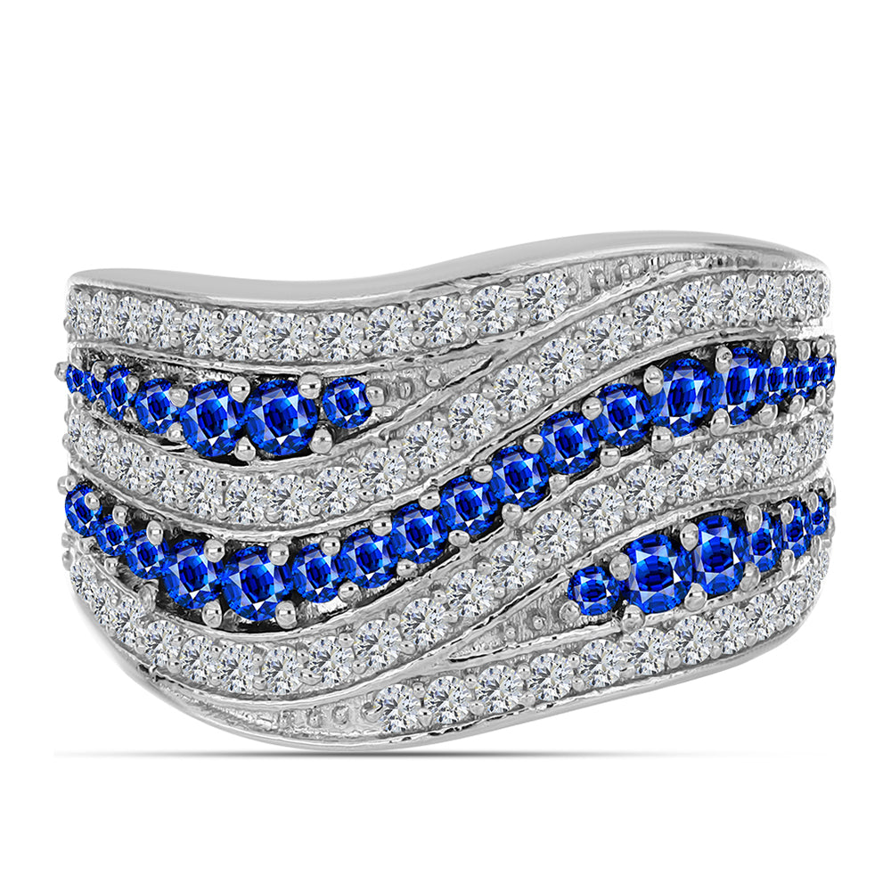 Ezüst Gyűrű Ausztrál Kék Zafírral és Fehér Topázzal 1 