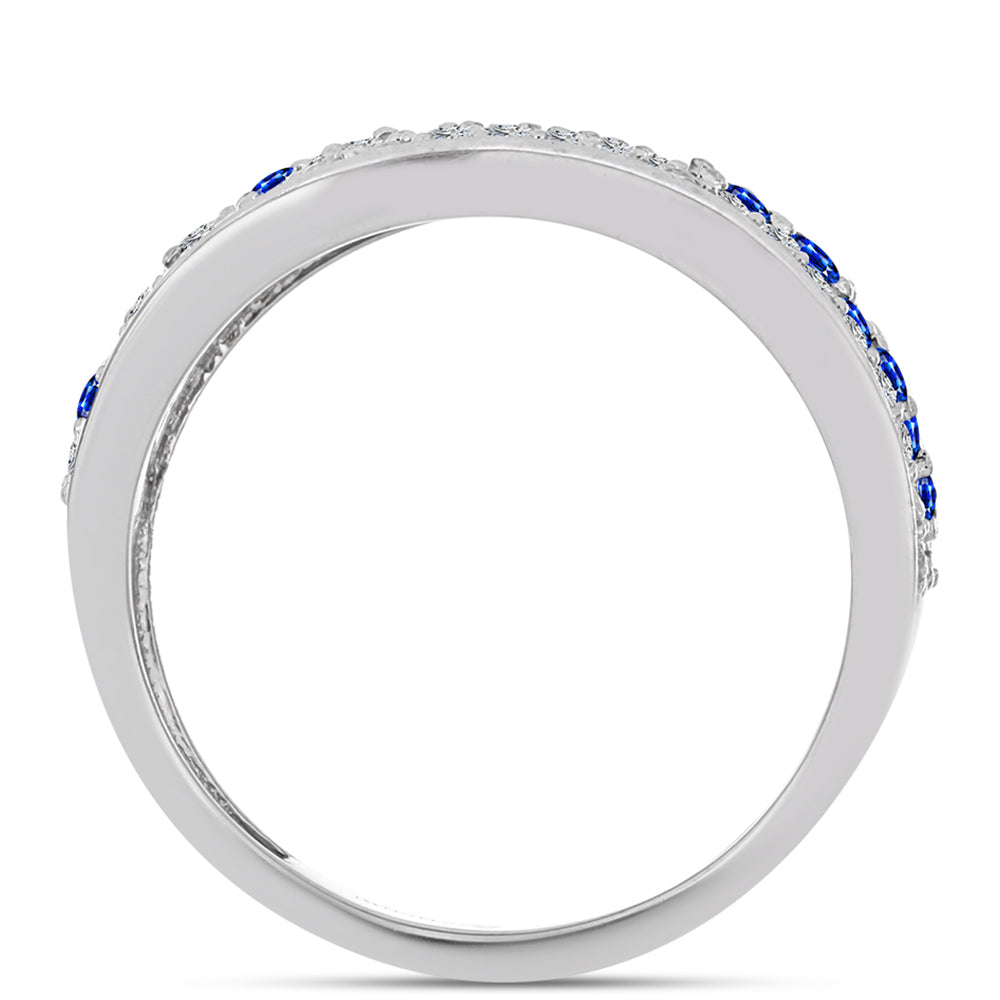 Ezüst Gyűrű Ausztrál Kék Zafírral és Fehér Topázzal