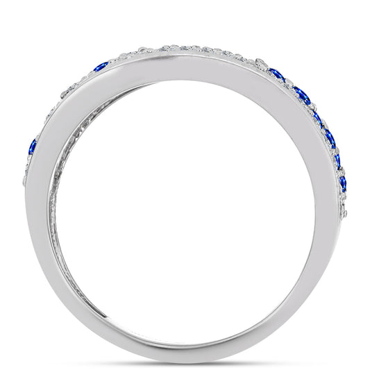 Ezüst Gyűrű Ausztrál Kék Zafírral és Fehér Topázzal