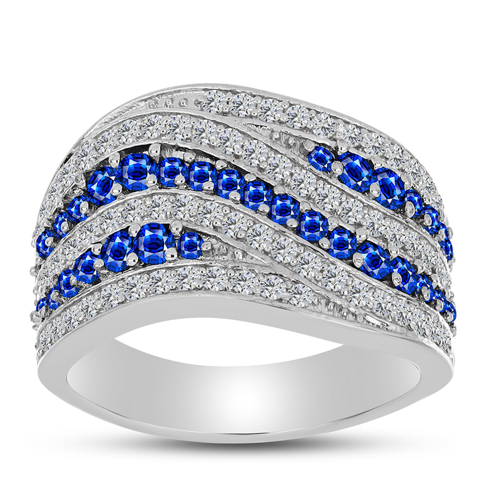 Ezüst Gyűrű Ausztrál Kék Zafírral és Fehér Topázzal 3 