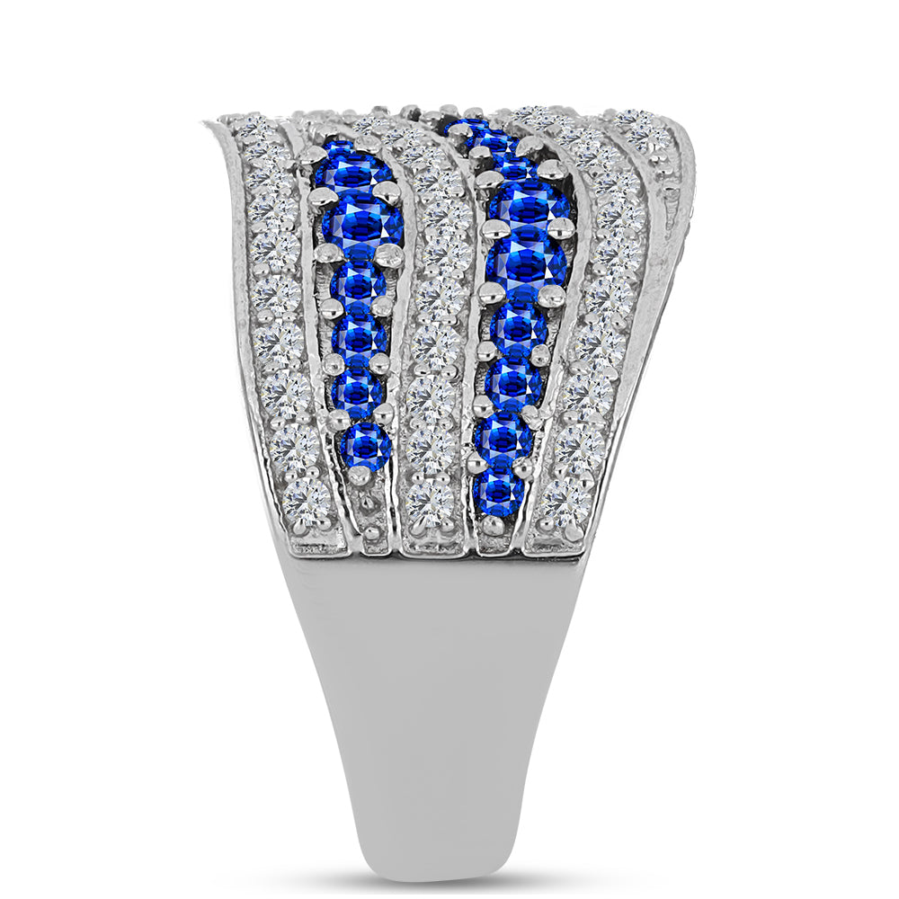 Ezüst Gyűrű Ausztrál Kék Zafírral és Fehér Topázzal