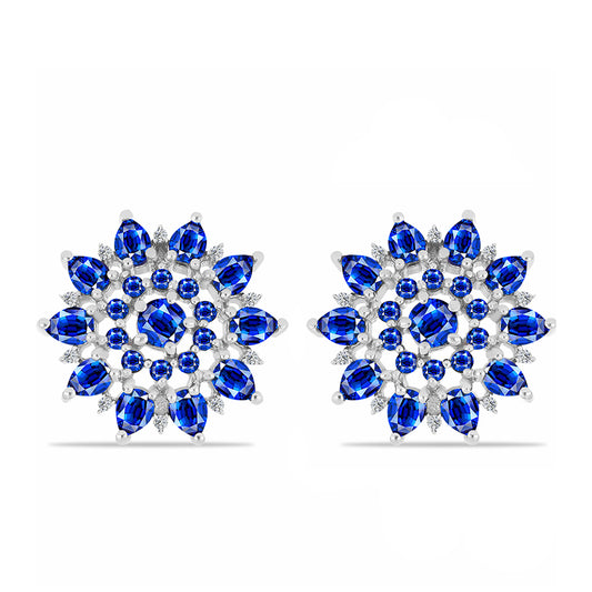 Ezüst Fülbevaló Ausztrál Kék Zafírral és Fehér Topázzal