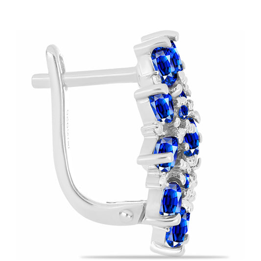 Ezüst Fülbevaló Ausztrál Kék Zafírral és Fehér Topázzal