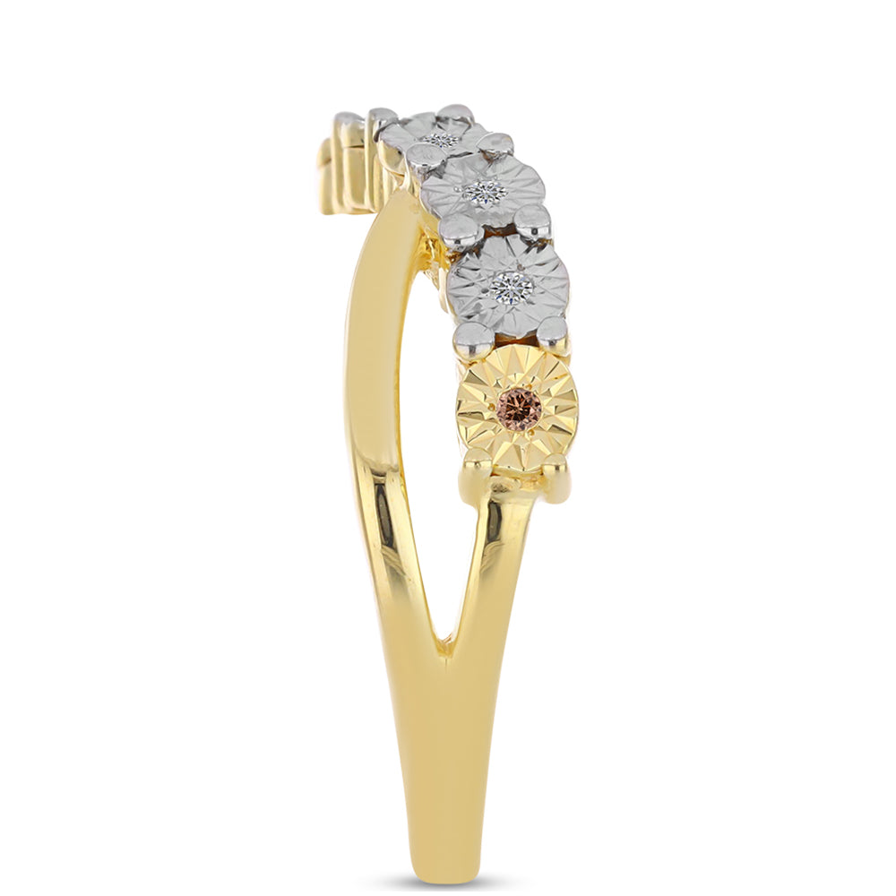 Arannyal Bevont Ezüst Gyűrű Kognak Gyémánttal és Fehér Topázzal