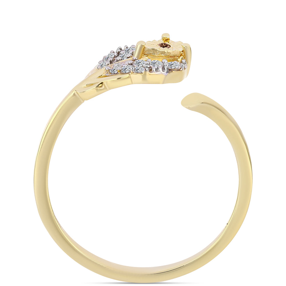 Arannyal Bevont Ezüst Gyűrű Kognak Gyémánttal és Fehér Topázzal