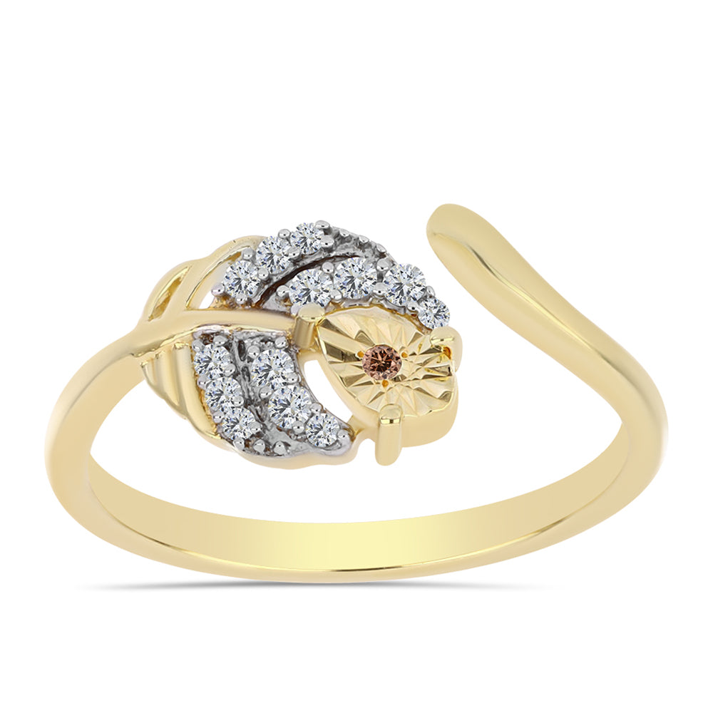 Arannyal Bevont Ezüst Gyűrű Kognak Gyémánttal és Fehér Topázzal 3 