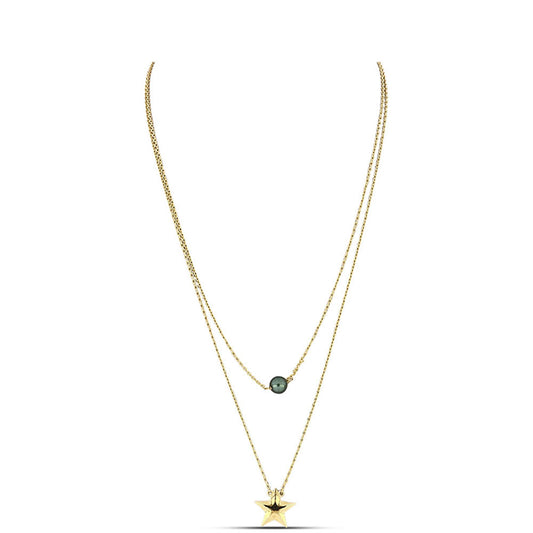 Arannyal Bevont Ezüst Nyaklánc "Tahiti-zöld" illúzió édesvízi Kagylógyönggyel