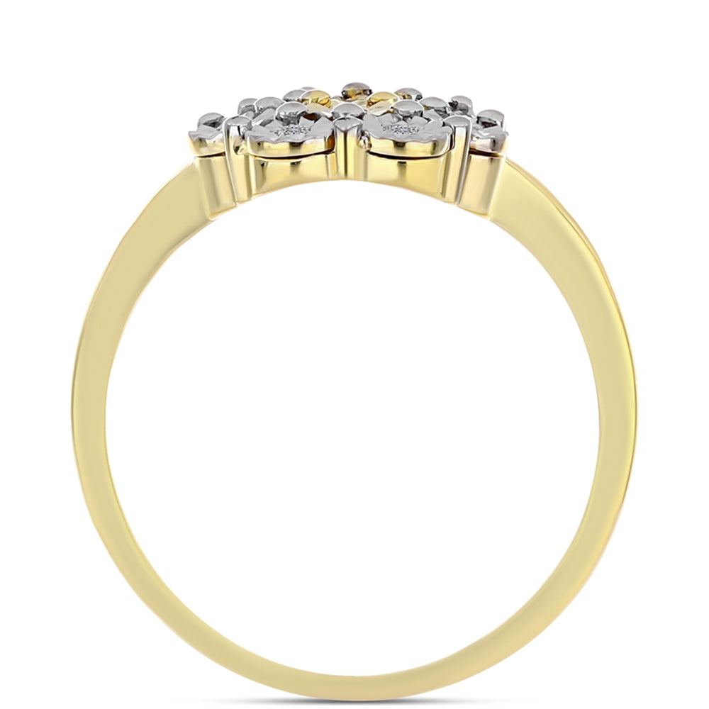 Arannyal Bevont Ezüst Gyűrű Kognak Gyémánttal és Fehér Topázzal