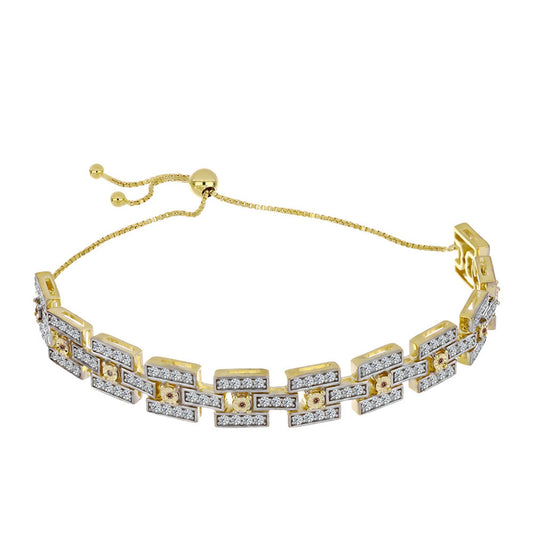 Arannyal Bevont Ezüst Karkötő Kognak Gyémánttal és Fehér Topázzal