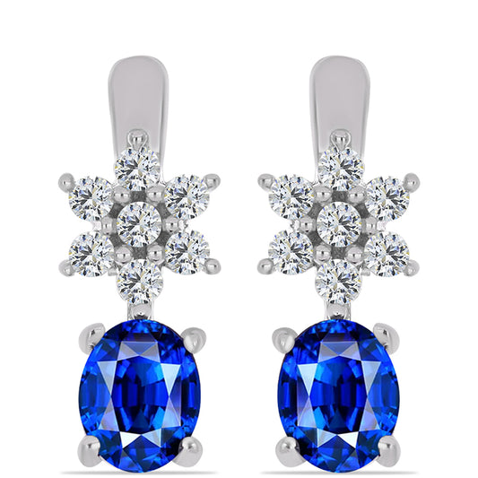 Ezüst Fülbevaló Ausztrál Kék Zafírral és Fehér Topázzal