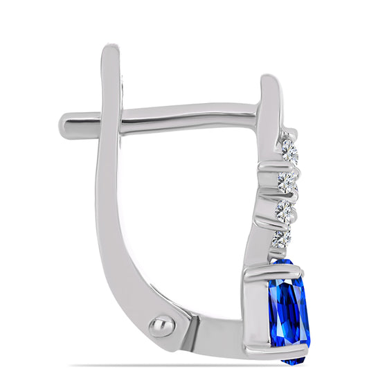 Ezüst Fülbevaló Ausztrál Kék Zafírral és Fehér Topázzal