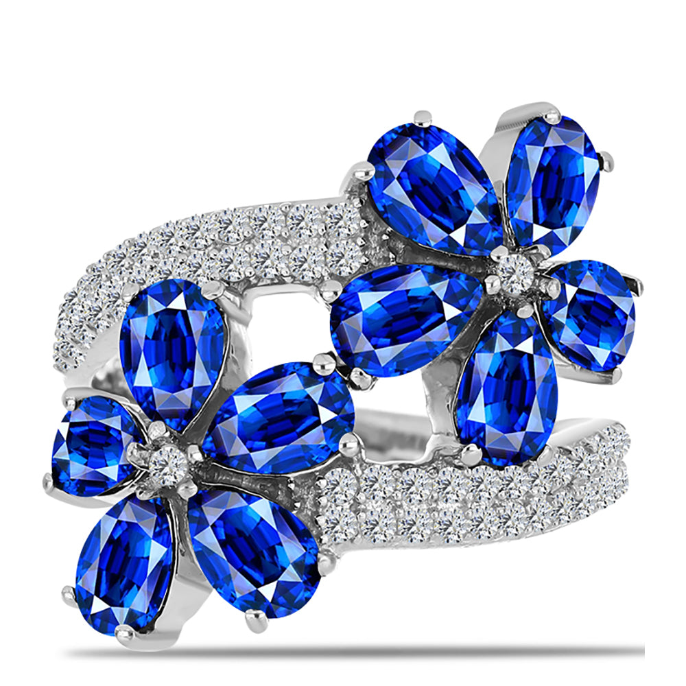 Ezüst Gyűrű Ausztrál Kék Zafírral és Fehér Topázzal
