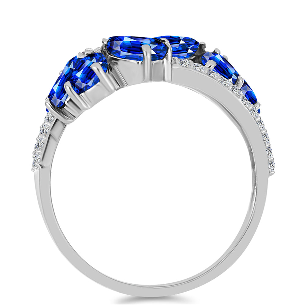 Ezüst Gyűrű Ausztrál Kék Zafírral és Fehér Topázzal