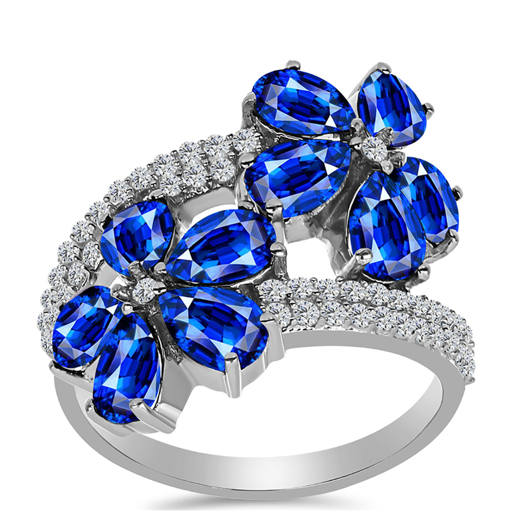 Ezüst Gyűrű Ausztrál Kék Zafírral és Fehér Topázzal