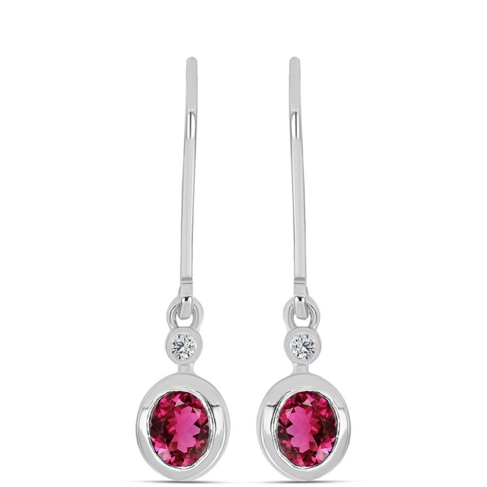 Ezüst Fülbevaló Cruzeroi Rubellittel és Fehér Topázzal