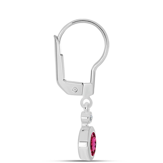 Ezüst Fülbevaló Cruzeroi Rubellittel és Fehér Topázzal