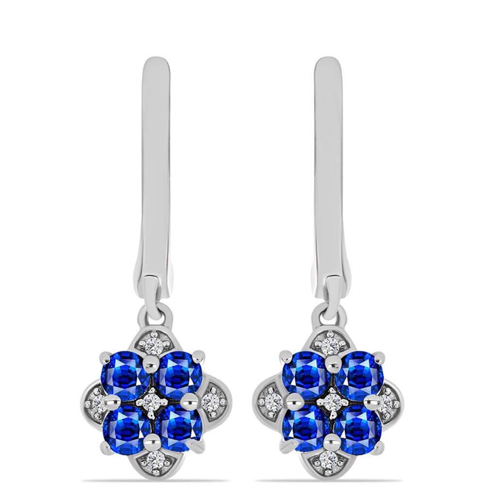Ezüst Fülbevaló Ausztrál Kék Zafírral és Fehér Topázzal