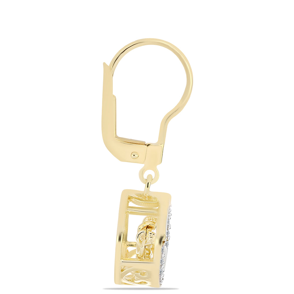 Arannyal Bevont Ezüst Fülbevaló Kognak Gyémánttal és Fehér Topázzal