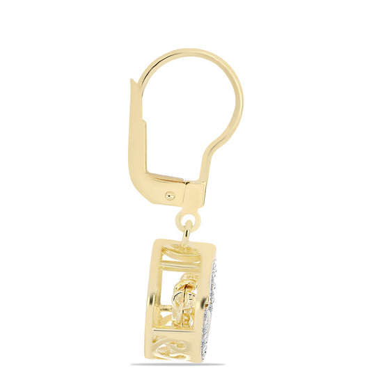 Arannyal Bevont Ezüst Fülbevaló Kognak Gyémánttal és Fehér Topázzal