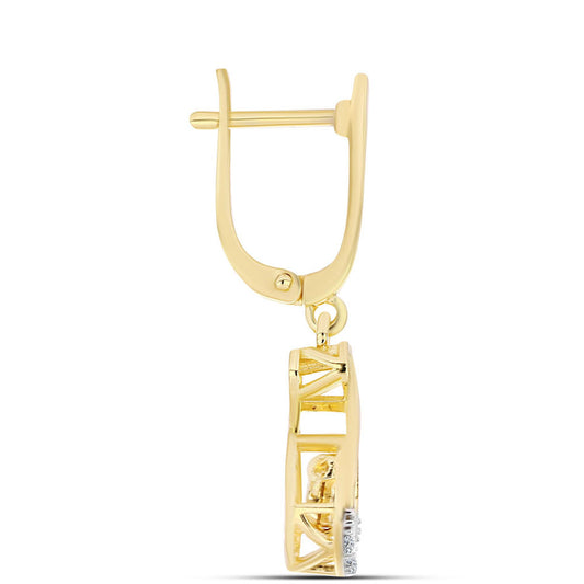 Arannyal Bevont Ezüst Fülbevaló Kognak Gyémánttal és Fehér Topázzal