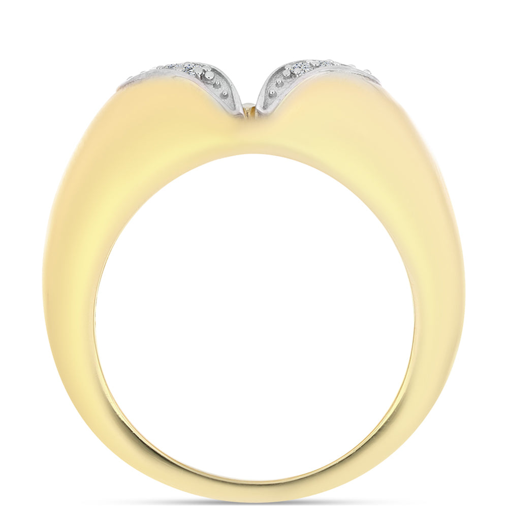 Arannyal Bevont Ezüst Gyűrű Kognak Gyémánttal és Fehér Topázzal