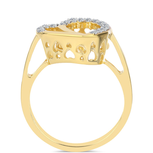 Arannyal Bevont Ezüst Gyűrű Kognak Gyémánttal és Fehér Topázzal