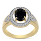 Arannyal Bevont Ezüst Gyűrű Fekete Onixszal és Fehér Topázzal