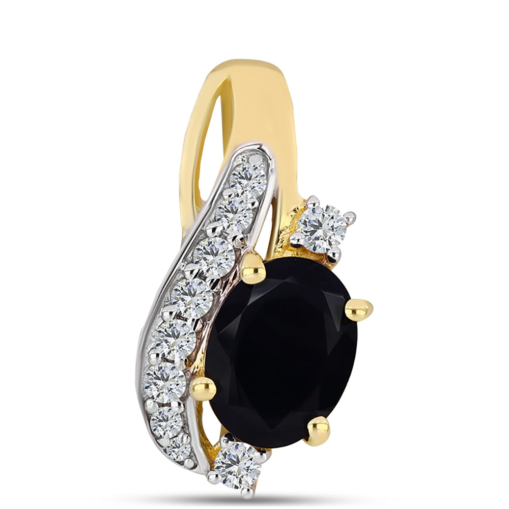 Arannyal Bevont Ezüst Medál Fekete Onixszal és Fehér Topázzal